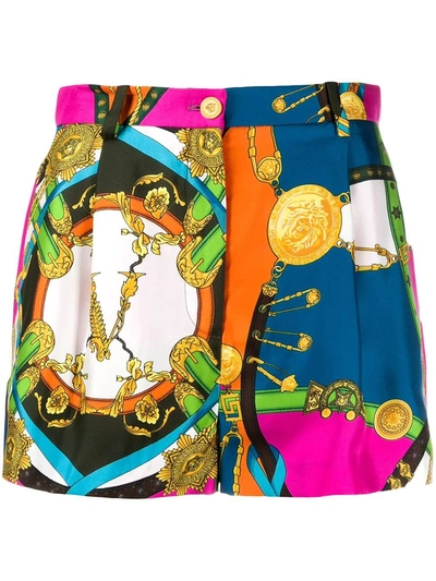 Shop Versace Multicolored Barocco Print Shorts