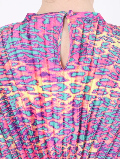 Shop Vetements Pleated Fluorescent Leopard Print Dress