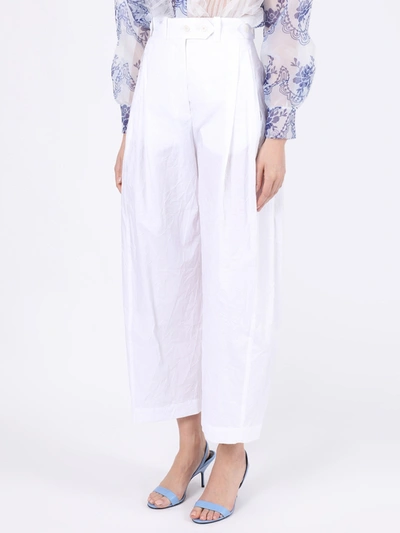 Shop Lanvin White Wrinkle-effect Pants