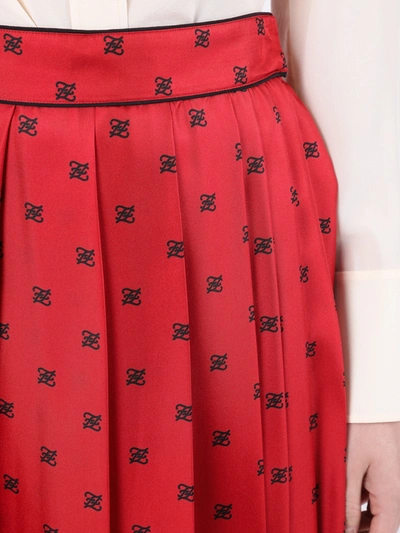 Shop Fendi Pleated Ff Logo Skirt