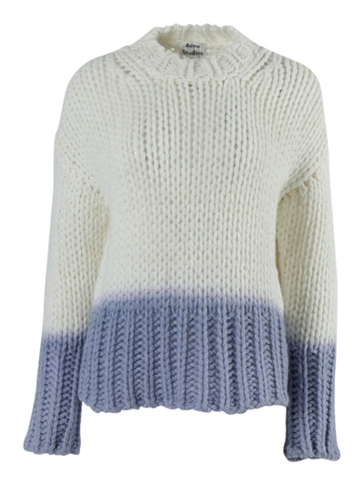 Shop Acne Studios Ombré Dip Dye Knit Sweater White  Blue