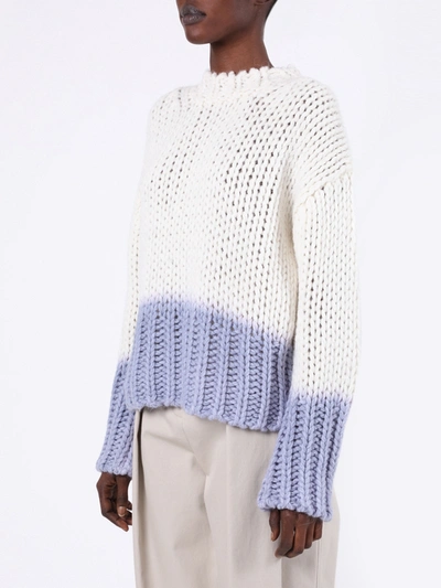 Shop Acne Studios Ombré Dip Dye Knit Sweater White  Blue