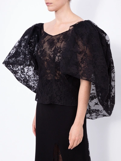 Shop Givenchy Lace Top With Oversized Puff Sleeves