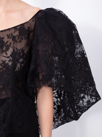 Shop Givenchy Lace Top With Oversized Puff Sleeves