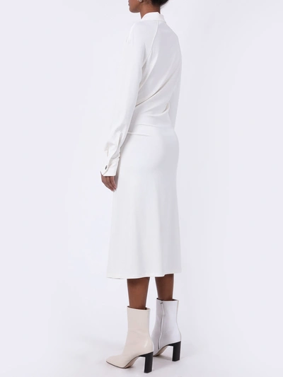 Shop Bottega Veneta White Gathered Shirt Dress