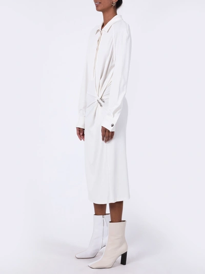 Shop Bottega Veneta White Gathered Shirt Dress