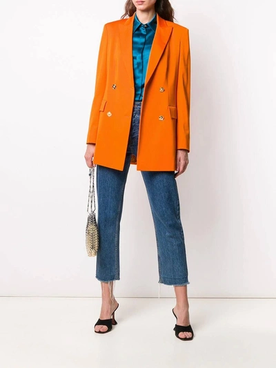 Shop Versace Orange Double-breasted Blazer