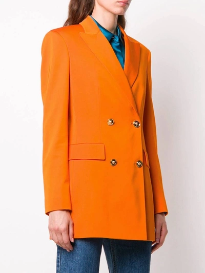 Shop Versace Orange Double-breasted Blazer