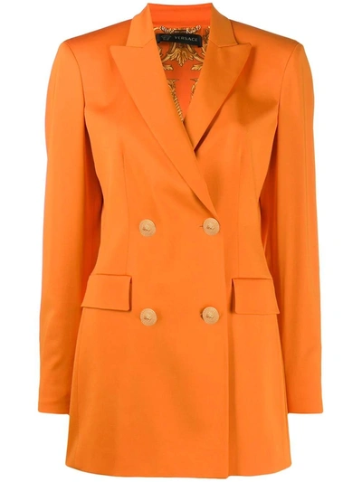 Shop Versace Orange Double-breasted Blazer