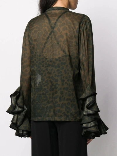 Shop Dries Van Noten Sheer Leopard Print Button-down Blouse