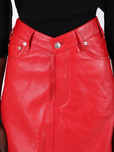 Shop Balenciaga Red Leather Mini Skirt