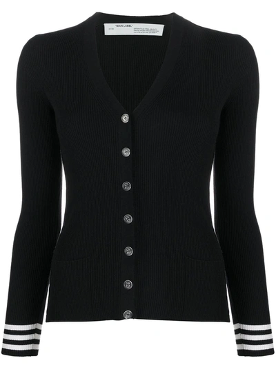 Shop Off-white Knit Industrial Cardigan In Black