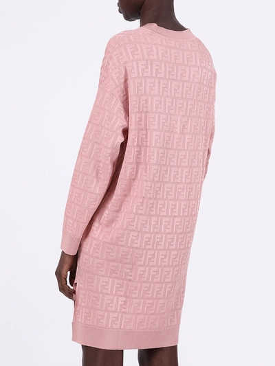 Shop Fendi Ff Jacquard Knit Dress Pink