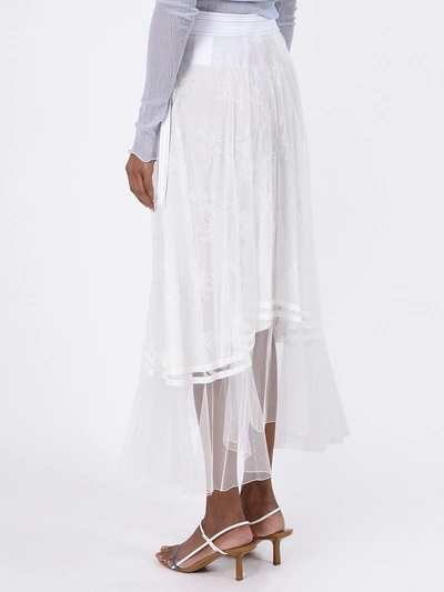 Shop Chloé Draped Lace Skirt In White