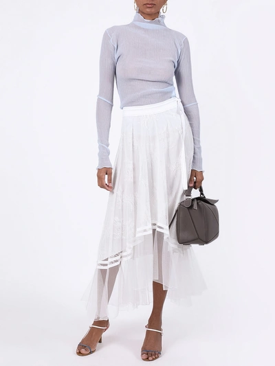 Shop Chloé Draped Lace Skirt In White