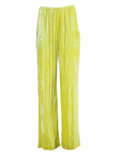 Shop Balenciaga Crushed Velvet Pants In Yellow