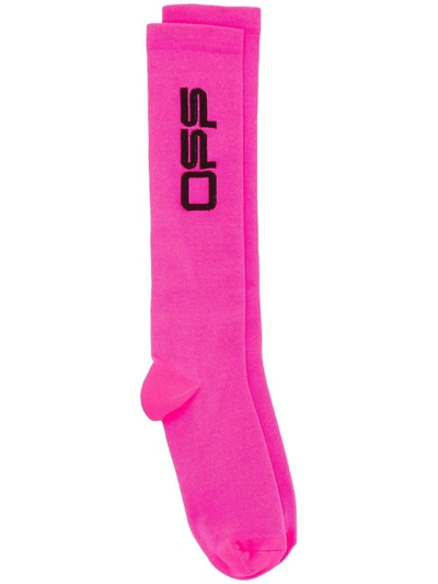 Shop Off-white Long Logo Socks Fuchsia/black In Pink
