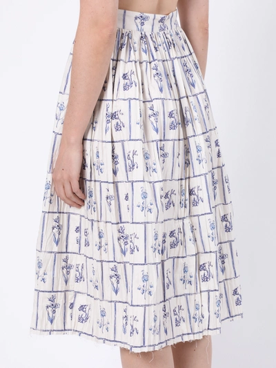 Shop Khaite Sylvia Floral Tile Midi Skirt In Multicolor