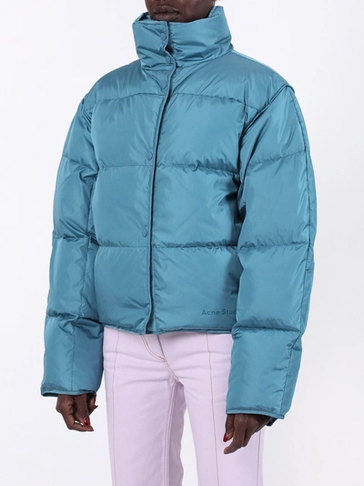 Shop Acne Studios High Neck Puffer Jacket In Blue
