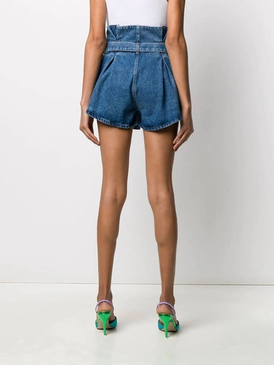 Shop Attico Blue Denim Paper-bag Shorts