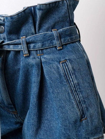 Shop Attico Blue Denim Paper-bag Shorts