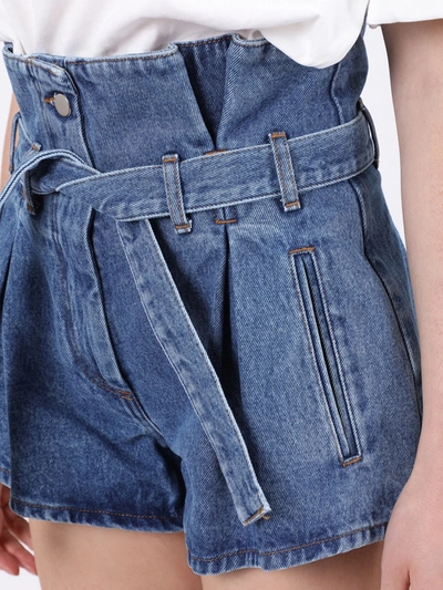 Shop Attico Blue Denim Paper-bag Shorts