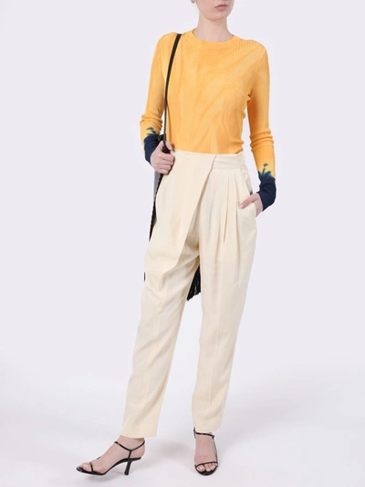 Shop Proenza Schouler Light Yellow Pleated High-waist Trousers