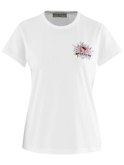 Shop Givenchy Floral Logo Cap Sleeve T-shirt