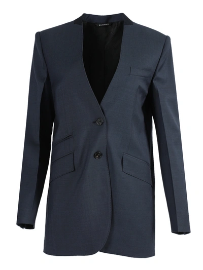 Shop Givenchy Boxy Over-sized Navy Blazer Jacket