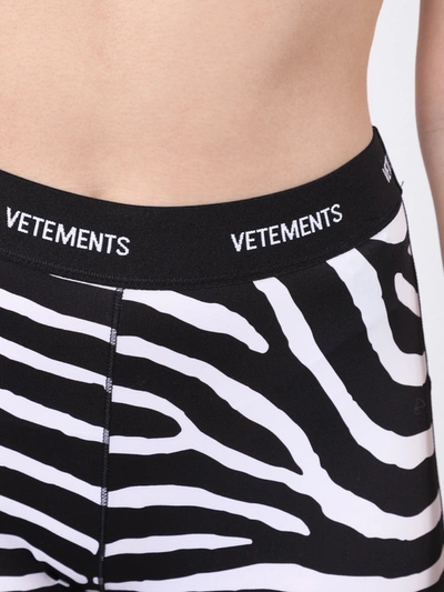 Shop Vetements Zebra Print Logo Leggings In Black & White