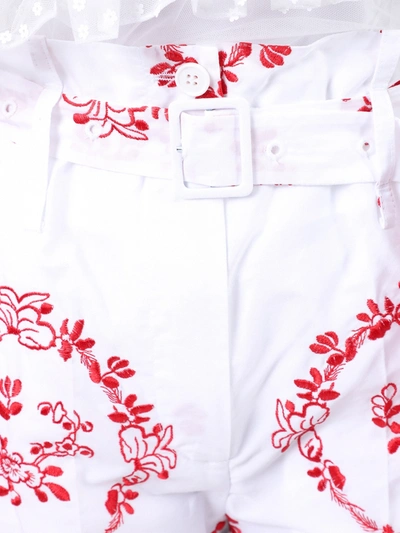 Shop Simone Rocha White And Red Embroidered Pants