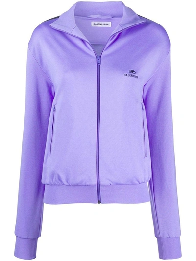 Shop Balenciaga Purple Side Stripe Logo Track Jacket