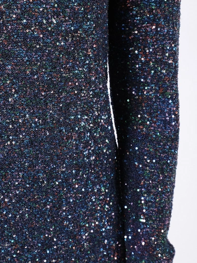 Shop Saint Laurent Blue Shimmer Long-sleeve Dress