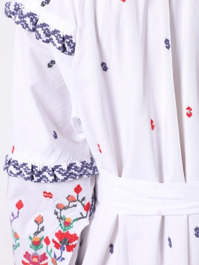 Shop Chufy White Kenko Floral Embroidered Dress