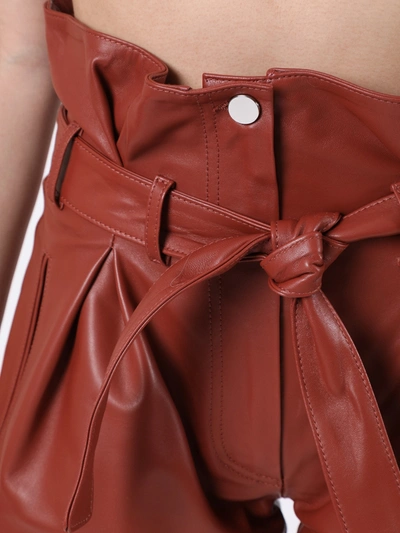 Shop Attico Cognac Leather Shorts