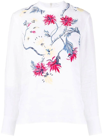 Shop Chloé Floral Embroidered Linen Top