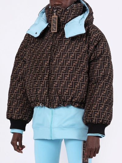 Shop Fendi Ff Reversible Puffer Jacket In Blue