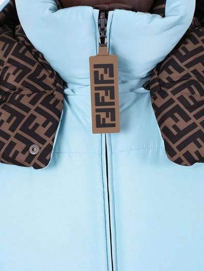 Shop Fendi Ff Reversible Puffer Jacket In Blue