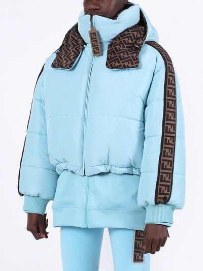 Shop Fendi Ff Reversible Puffer Jacket In Blue