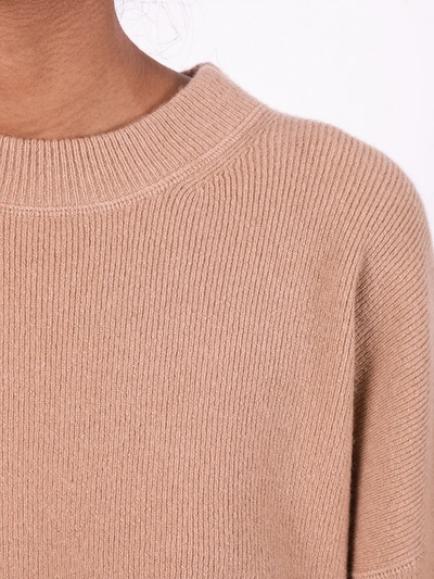 Shop Alexander Wang Crewneck Sweater With Crystal Cuff Camel In Neutral