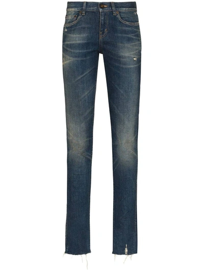 Shop Saint Laurent Blue Low-rise Jeans