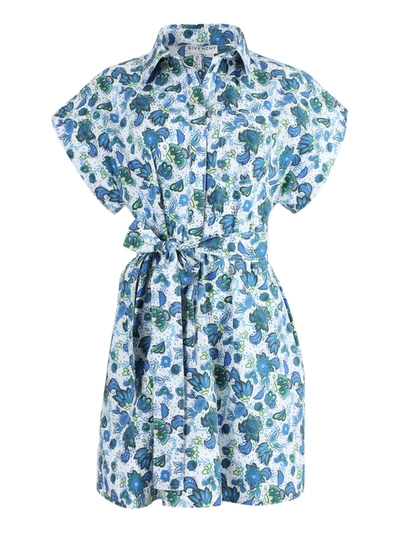 Shop Givenchy Blue Floral Button-down Dress