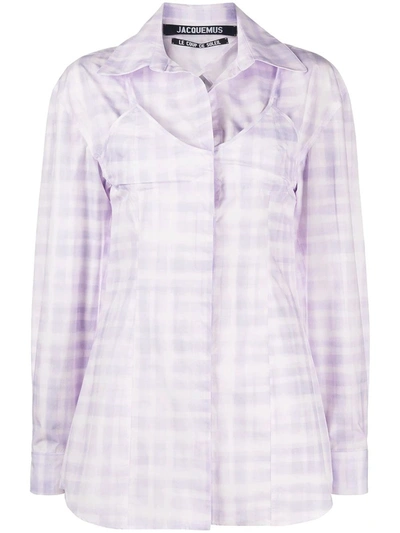 Shop Jacquemus La Chemise Valensole Purple Top