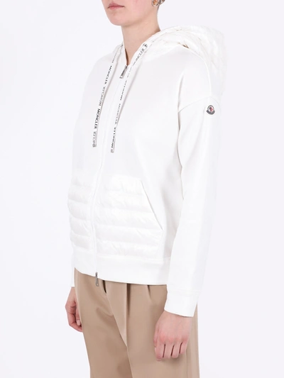 Shop Moncler White Padded Hoodie Jacket