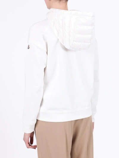 Shop Moncler White Padded Hoodie Jacket