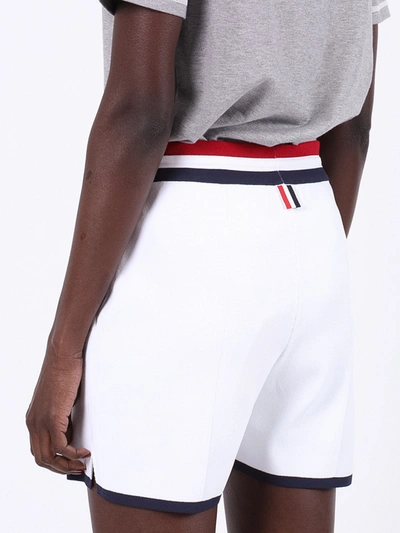 Shop Thom Browne Drawstring Pin-tuck Shorts In White