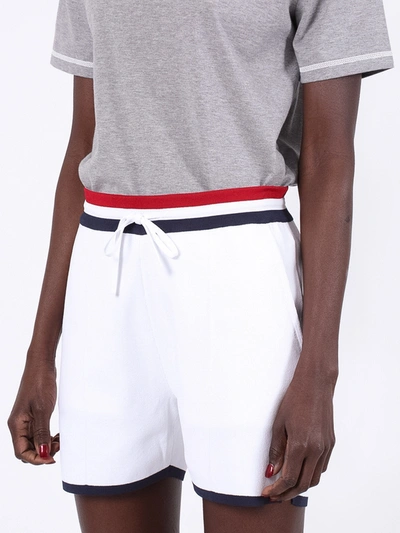 Shop Thom Browne Drawstring Pin-tuck Shorts In White