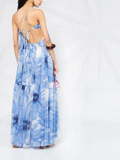 Shop Jacquemus La Robe Mistral Floral Blue Maxi Dress
