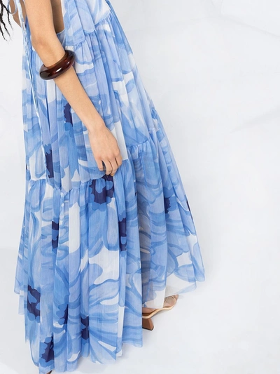 Shop Jacquemus La Robe Mistral Floral Blue Maxi Dress