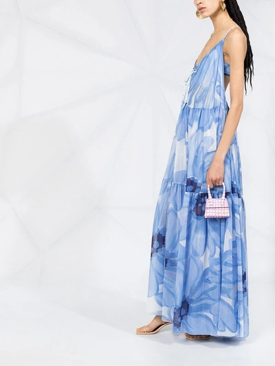 Shop Jacquemus La Robe Mistral Floral Blue Maxi Dress